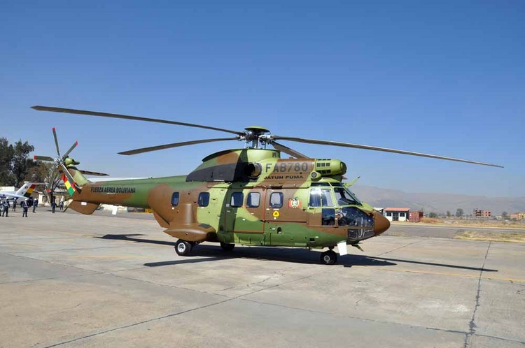 Os Super Puma da Força Aérea da Bolívia irão preencher a lacuna deixada pelos UH-1H. (Imagem: Ministério da Defesa da Bolívia)