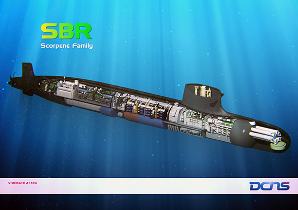 Os SBR da Marinha do Brasil são baseados nos submarinos da classe Scorpène da DCNS. (Imagem: DCNS)