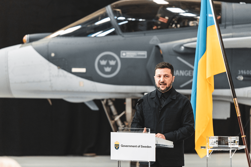Acordo assinado em outubro prevê compra de 150 caças Saab Gripen E pela Ucrânia. Foto: Linus Haegermark/Divulgação/Saab.
