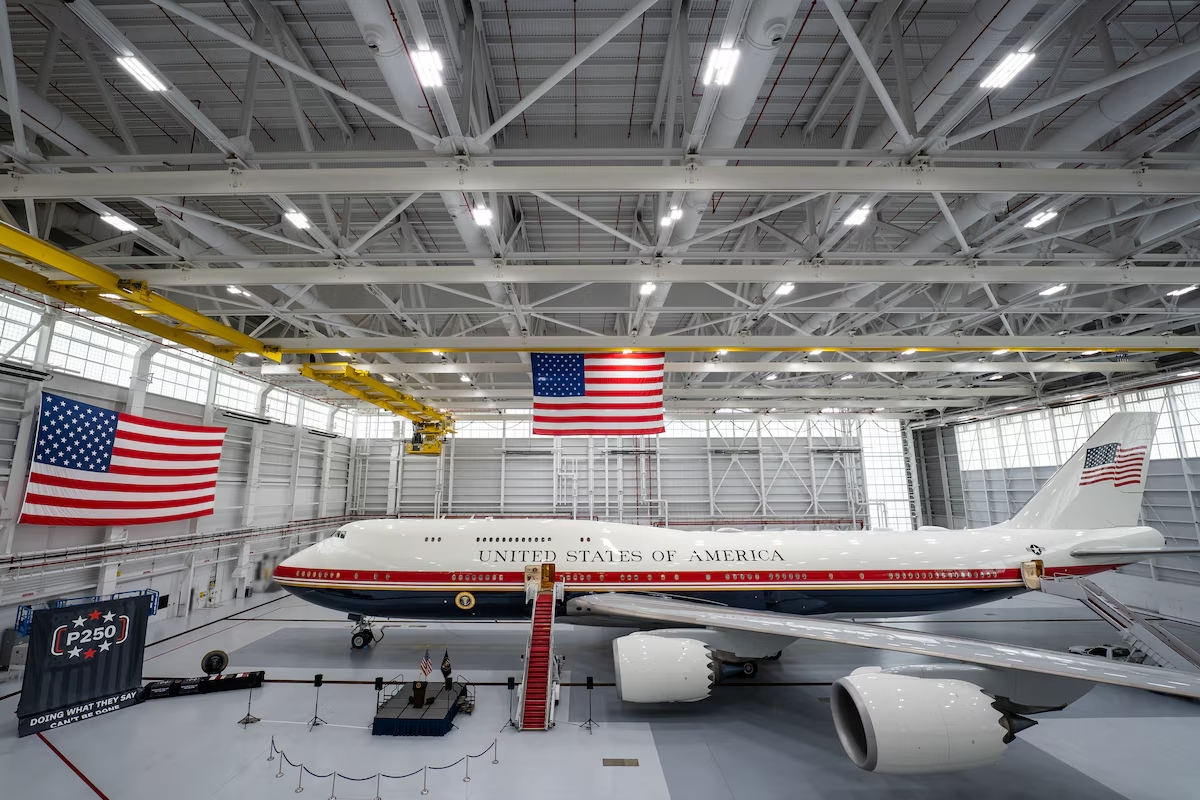 Novo avião presidencial provisório dos EUA, VC-25B Bridge foi doado pelo governo do Catar (USAF/Divulgação)