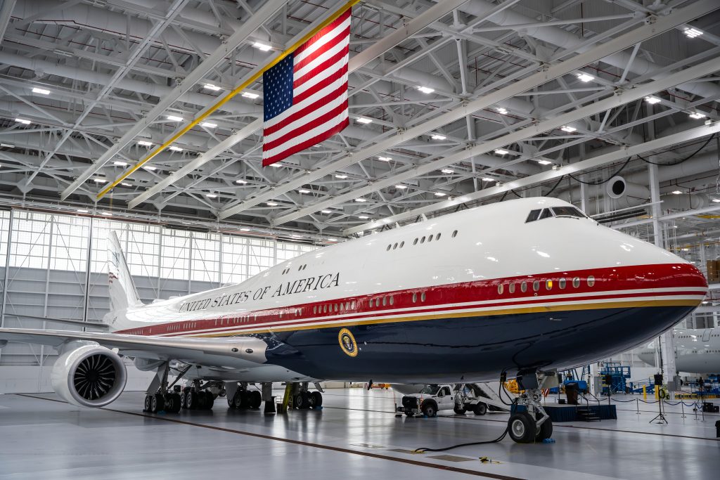 Novo avião presidencial provisório dos EUA, VC-25B Bridge foi doado pelo governo do Catar (USAF/Divulgação)