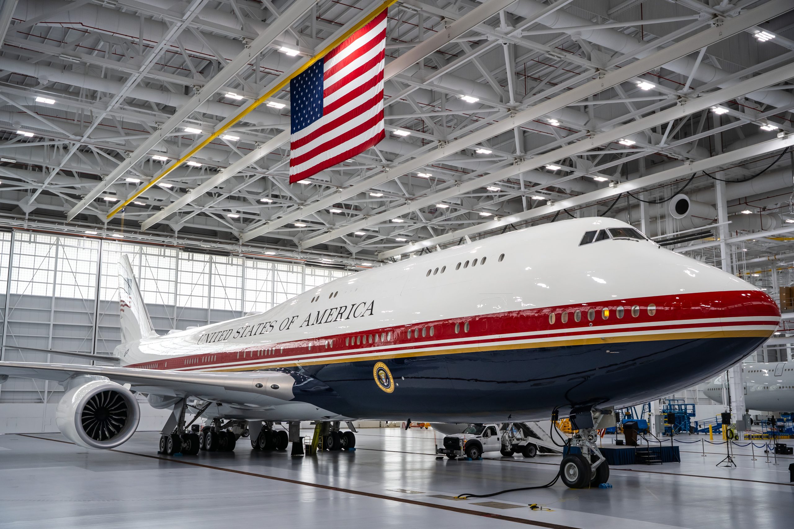 Novo avião presidencial provisório dos EUA, VC-25B Bridge foi doado pelo governo do Catar (USAF/Divulgação)